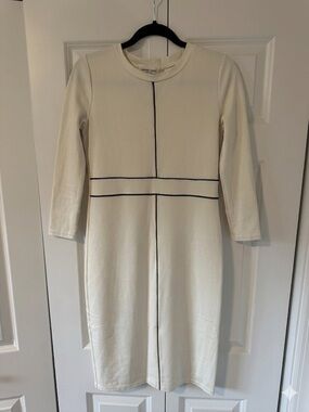 Sonnet James Play Dress - Cream with Black Contrast Piping - Size S